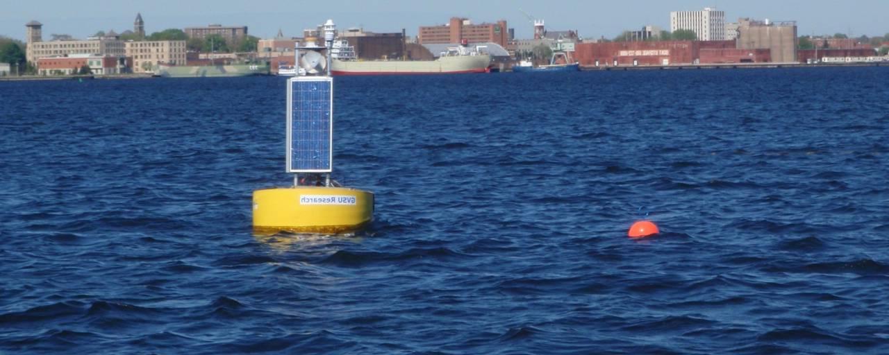 The Muskegon Lake Observatory Buoy deployed in Muskegon Lake